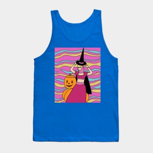 Flying Witch On A Broomstick With A Hat Tank Top